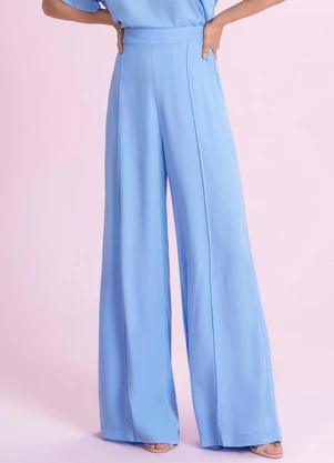 Angel - Calça Pantalona Viscose Azul - ANGEL