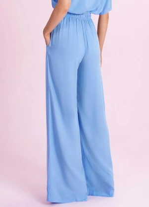 Angel - Calça Pantalona Viscose Azul - ANGEL