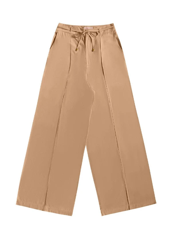 Angel - Calça Pantalona Viscose Lisa Bege