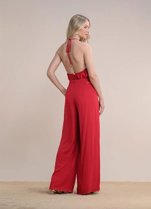 Angel - Calça Pantalona Viscose Lisa Vermelho - ANGEL