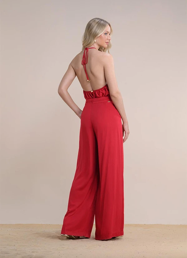 Angel - Calça Pantalona Viscose Lisa Vermelho 2