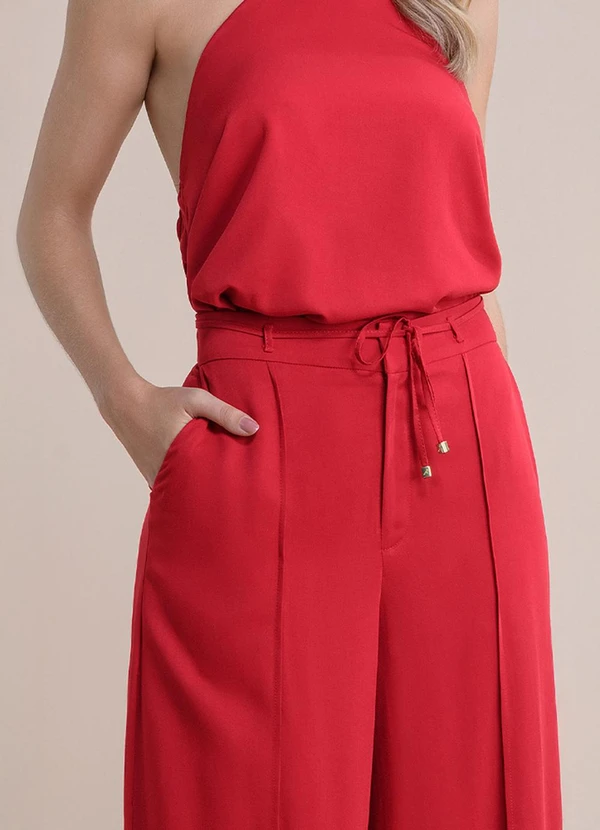 Angel - Calça Pantalona Viscose Lisa Vermelho 4