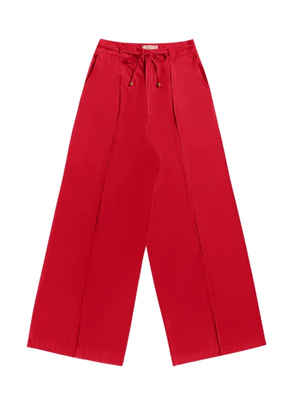 Angel - Calça Pantalona Viscose Lisa Vermelho 5
