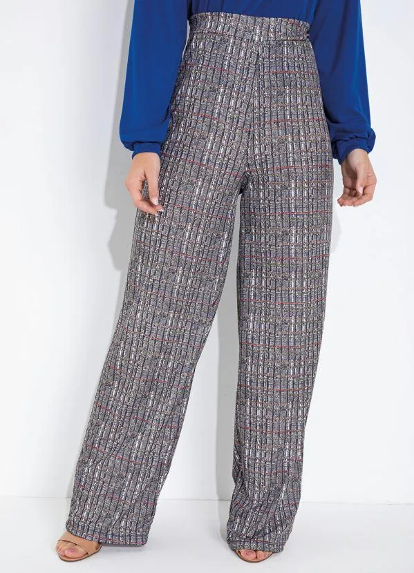 Moda Pop - Calça Pantalona Xadrez Color