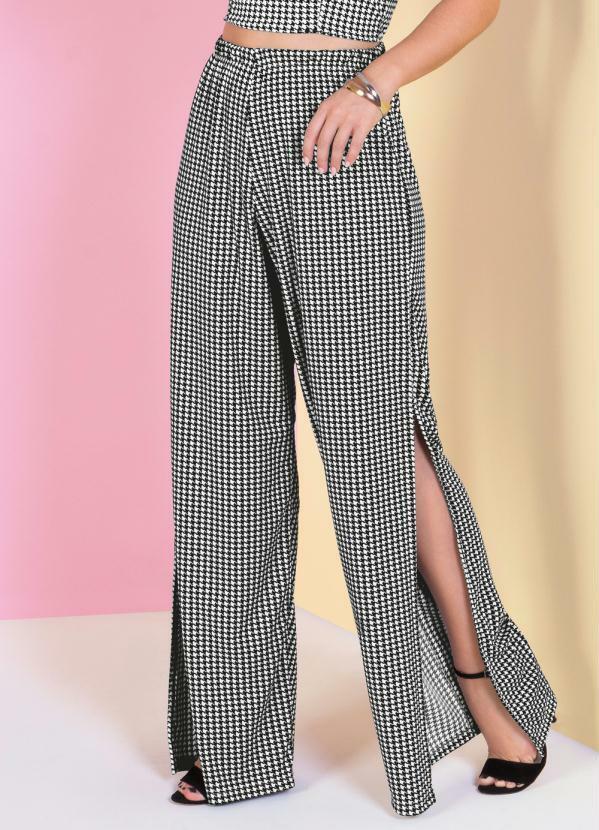 Calça (Pied de Poule) com Fendas Laterais Calça (Pied de Poule) com Fendas Laterais