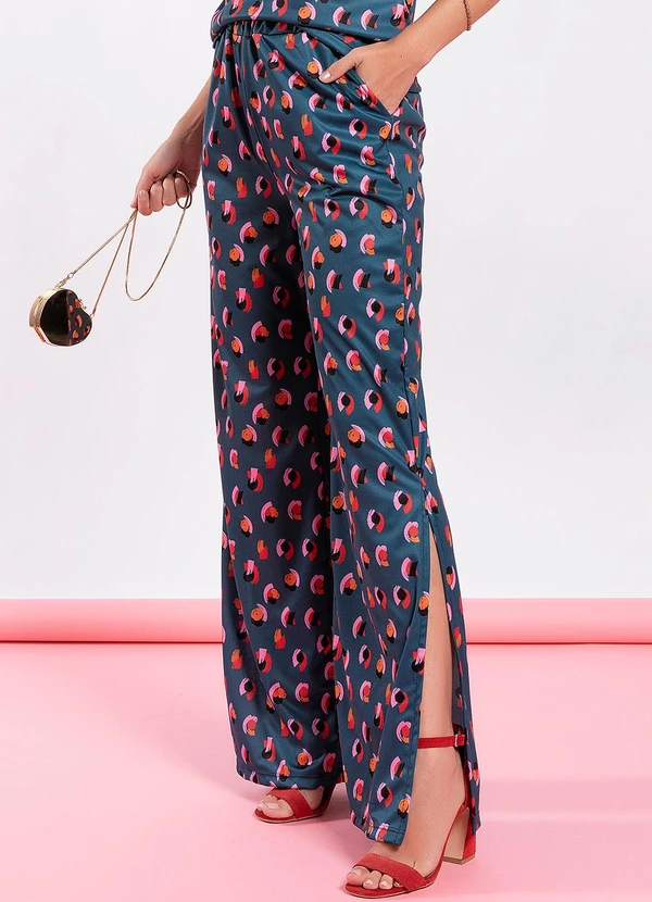 Moda Pop - Calça Pinceladas em Jersey Acetinado