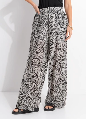 Quintess - Calça Pincelado Abstrato em Malha Plissada - QUINTESS