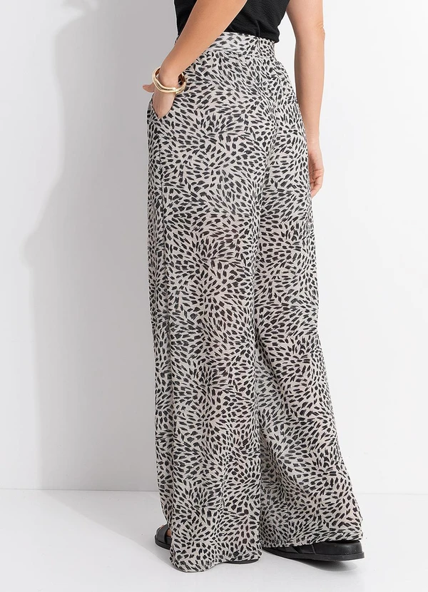 Quintess - Calça Pincelado Abstrato em Malha Plissada 2