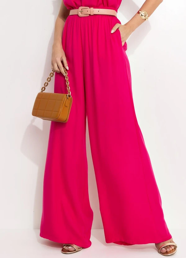 Quintess - Calça Pink em Viscose Plana Sarjada