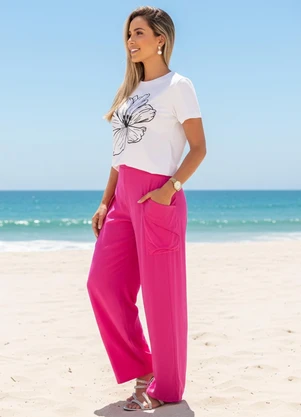 Quintess - Calça Pink em Viscose Plana - QUINTESS