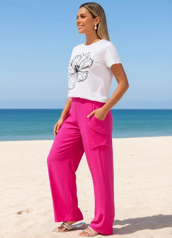 Quintess - Calça Pink em Viscose Plana 4