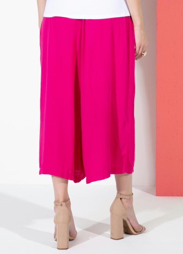 Quintess - Calça Pink Pantacourt com Bolsos e Babado no Cós 2