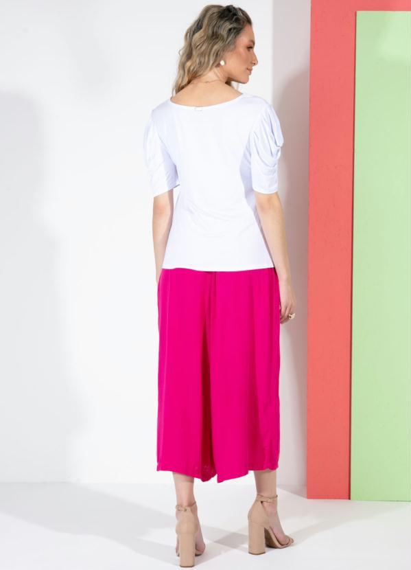 Quintess - Calça Pink Pantacourt com Bolsos e Babado no Cós 4