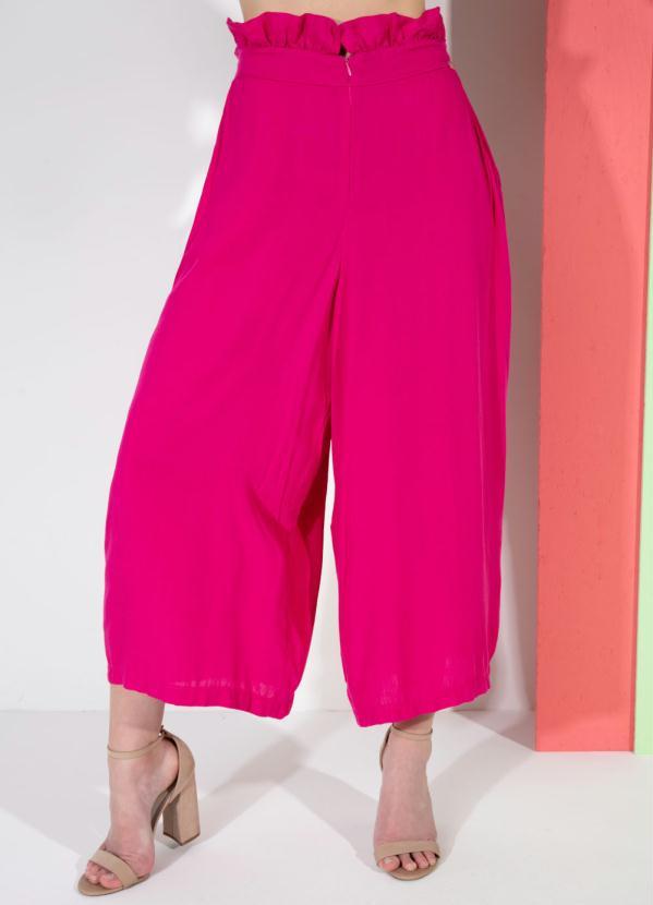 Quintess - Calça Pink Pantacourt com Bolsos e Babado no Cós 5