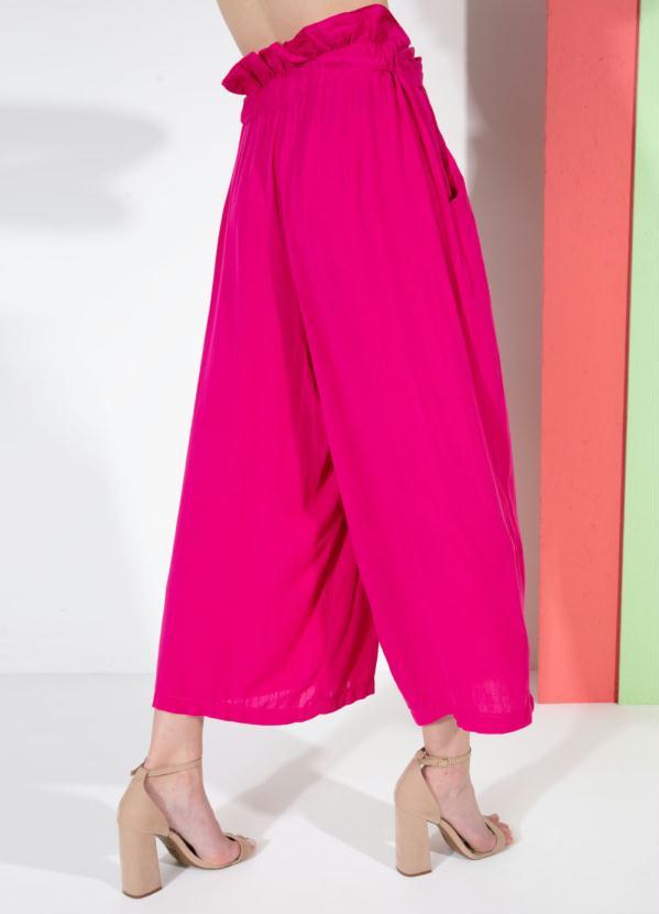 Quintess - Calça Pink Pantacourt com Bolsos e Babado no Cós 6