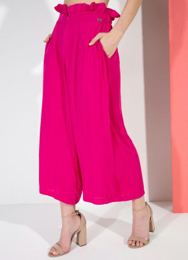 Quintess - Calça Pink Pantacourt com Bolsos e Babado no Cós 7