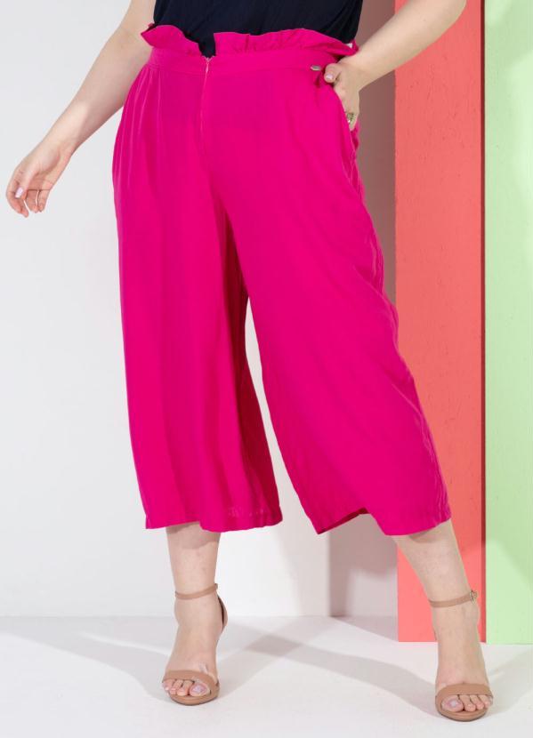 Quintess - Calça Pink Pantacourt com Bolsos e Babado no Cós 8