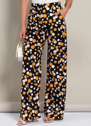 Moda Pop - Calça Poá Amarelo em Malha - MODA POP