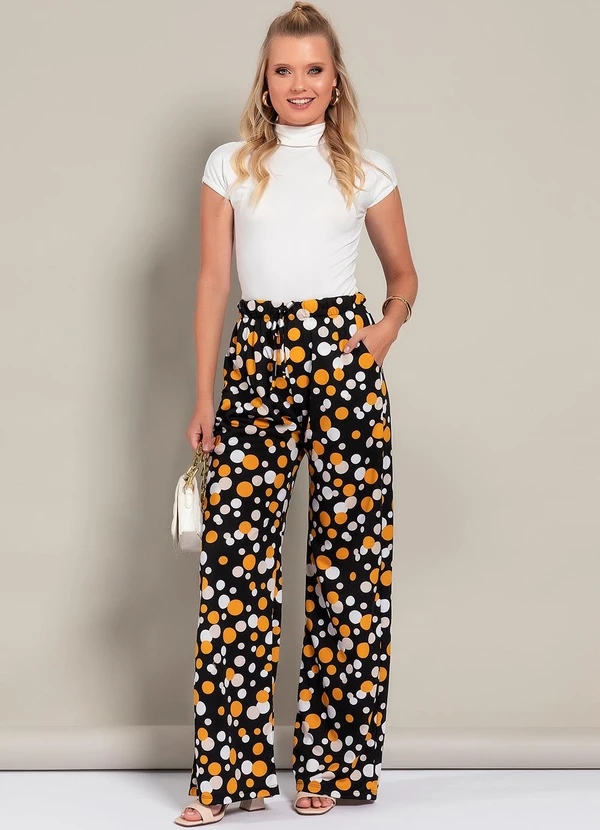 Moda Pop - Calça Poá Amarelo em Malha 3