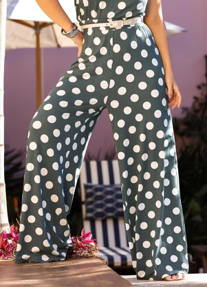 Quintess - Calça Poá Grafite em Malha de Viscose - QUINTESS