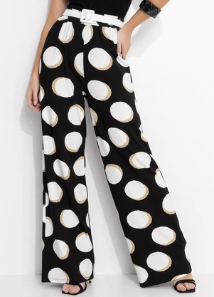 Quintess - Calça Poá Irregular em Malha de Viscose - QUINTESS