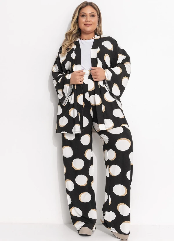 Quintess - Calça Poá Irregular em Malha de Viscose 10