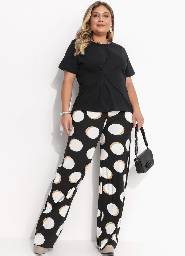 Quintess - Calça Poá Irregular em Malha de Viscose 12