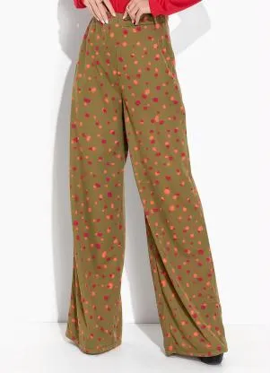 Moda Pop - Calça Poá Verde com Bolsos Funcionais - MODA POP