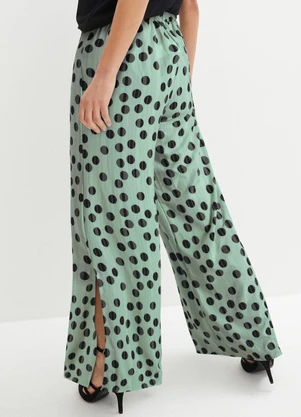 bonprix - Calça Poá Verde em Crepe Plano - BONPRIX