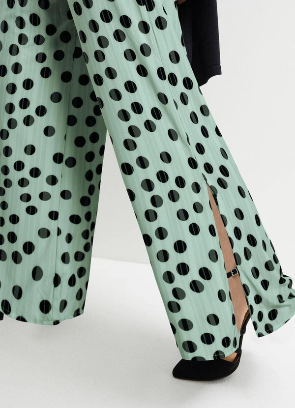 bonprix - Calça Poá Verde em Crepe Plano 4