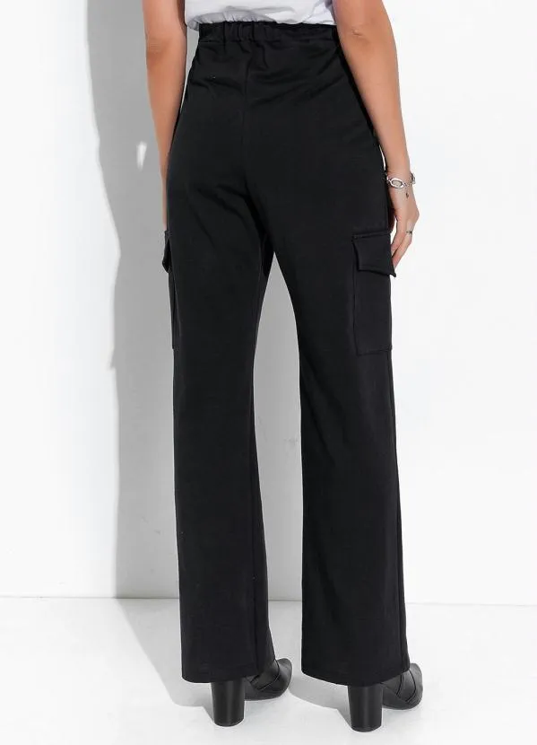 Moda Pop - Calça Preta com Bolsos Funcionais 2