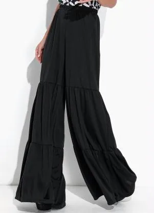 Moda Pop - Calça Preta com Recortes e Franzido - MODA POP