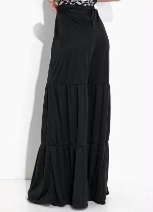 Moda Pop - Calça Preta com Recortes e Franzido - MODA POP