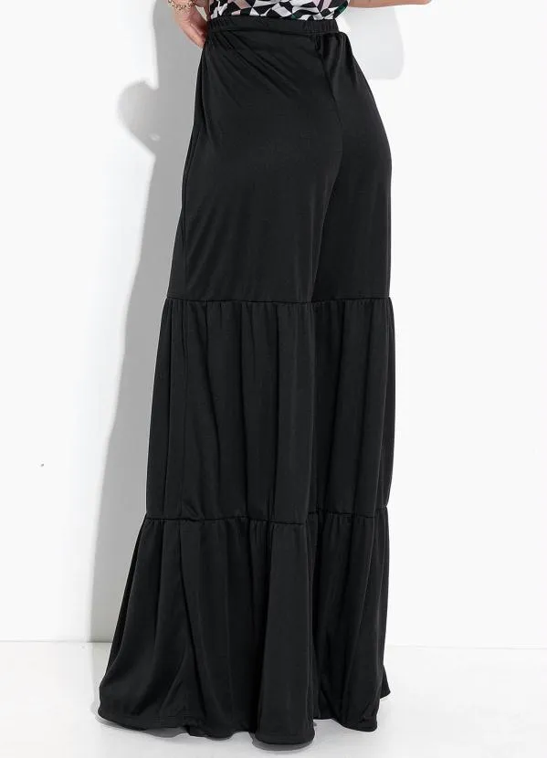 Moda Pop - Calça Preta com Recortes e Franzido 2