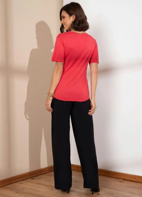 Quintess - Calça Preta Cós Largo com Pregas e Bolsos 4