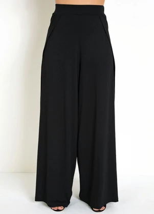 Everyrose - Calça Preta Pantalona com Abertura nas Pernas - EVERYROSE