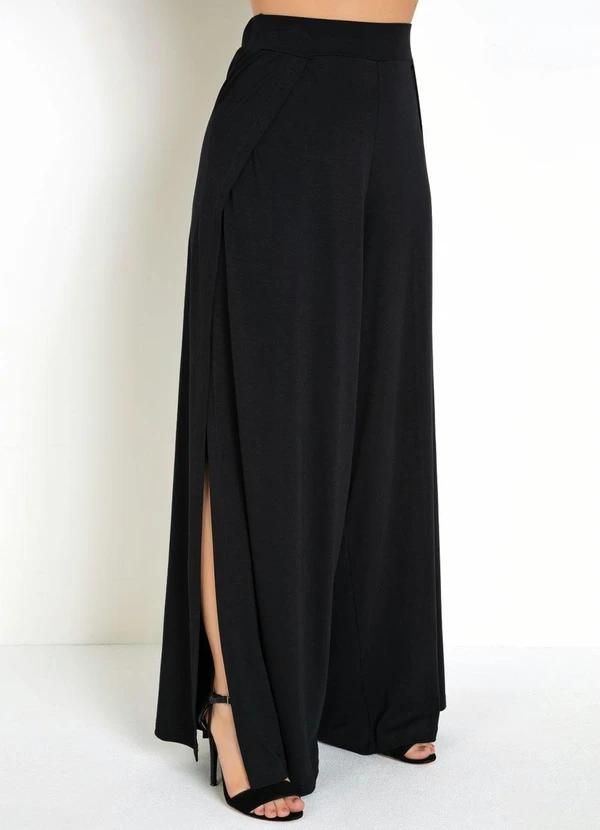 Everyrose - Calça Preta Pantalona com Abertura nas Pernas 6