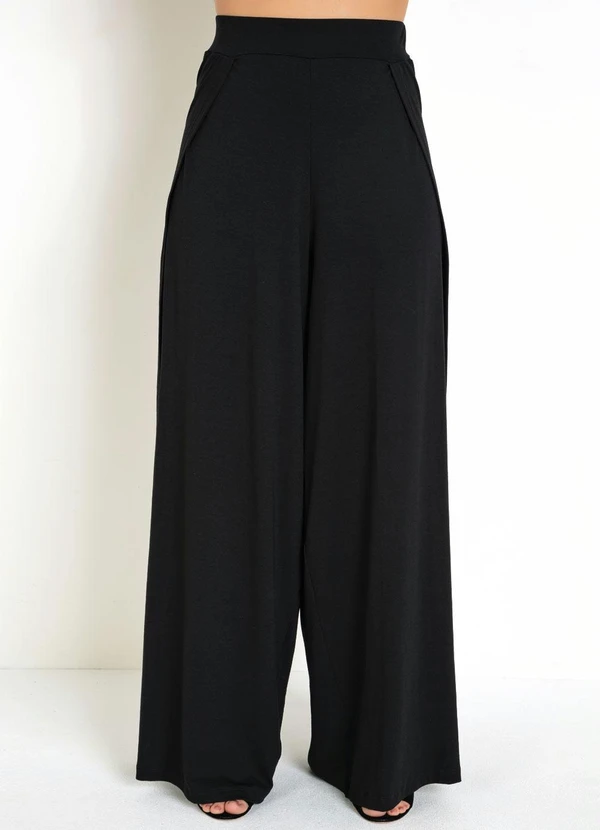Everyrose - Calça Preta Pantalona com Abertura nas Pernas 7
