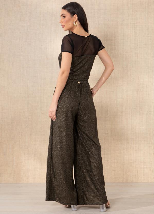 Outlet - Calça Preto com Brilho com Bolsos Funcionais 4