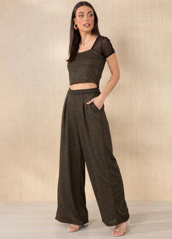 Queima Estoque - Calça Preto com Brilho com Bolsos Funcionais 5