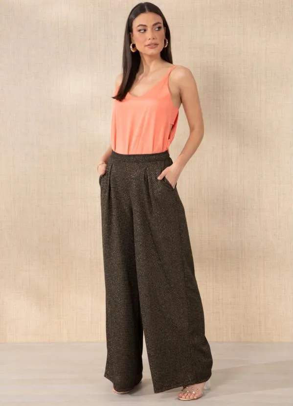 Queima Estoque - Calça Preto com Brilho com Bolsos Funcionais 6