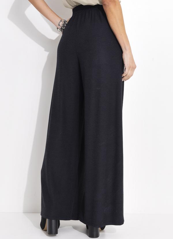 Quintess - Calça Preto em Malha Texturizada de Viscose 2