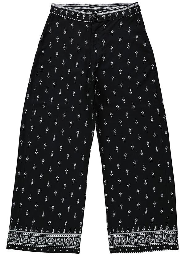 Enfim - Calça Preto Wide Leg Paisley
