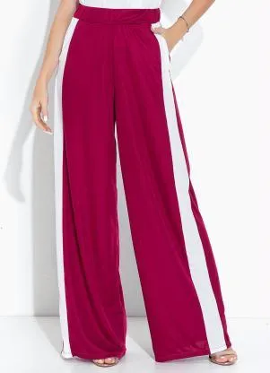 Moda Pop - Calça Púrpura e Branco Pantalona com Recortes - MODA POP