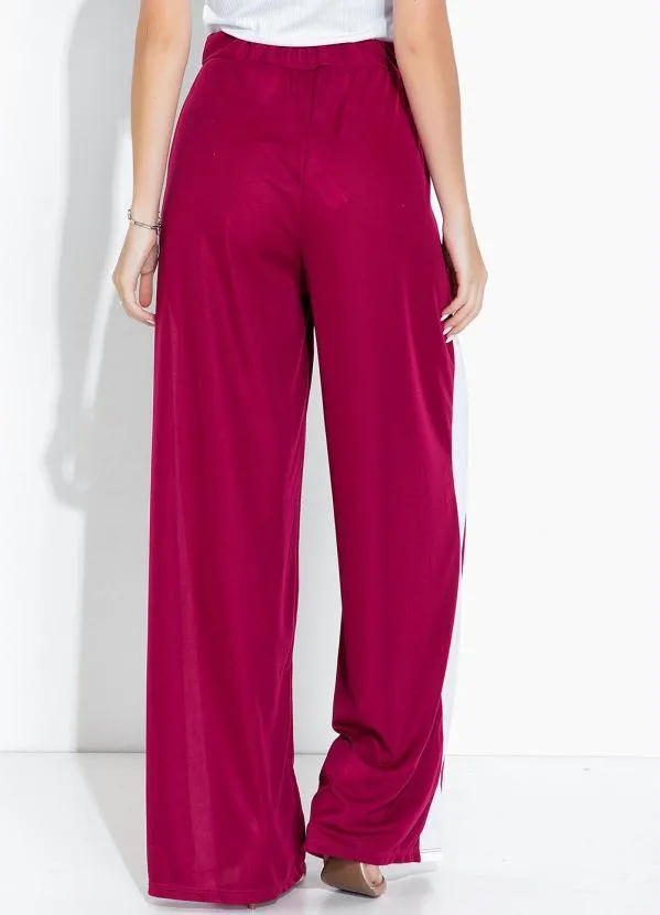 Moda Pop - Calça Púrpura e Branco Pantalona com Recortes 2