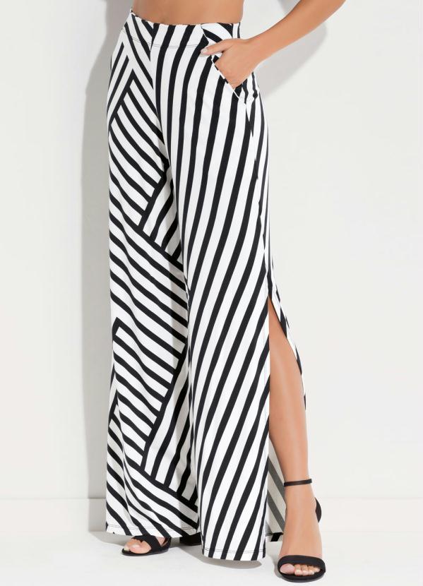 Quintess - Calça Quintess Listrada com Fenda Lateral 5