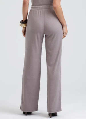 Gris - Calça Reta em Canelado Aveludado Lilás - GRIS