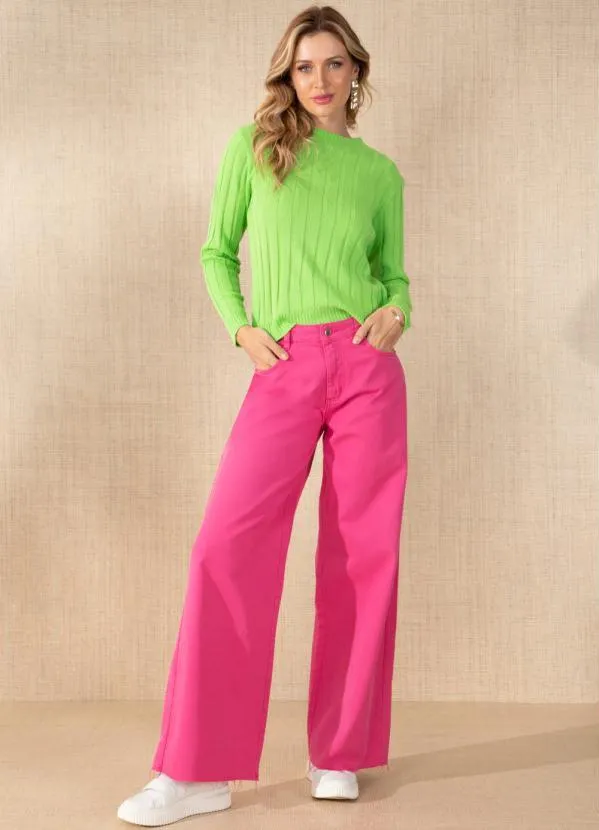 Quintess - Calça Rosa com Barra Desfiada 6