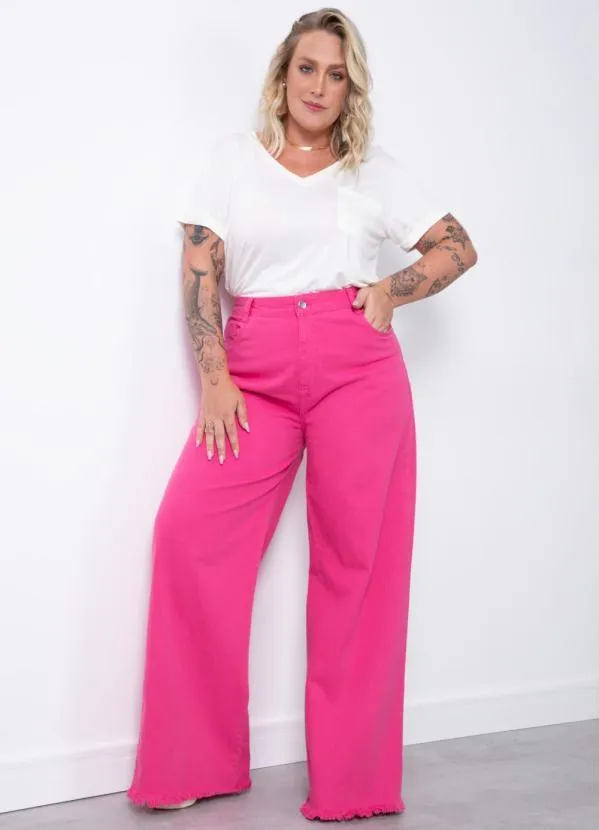 Quintess - Calça Rosa com Barra Desfiada 8