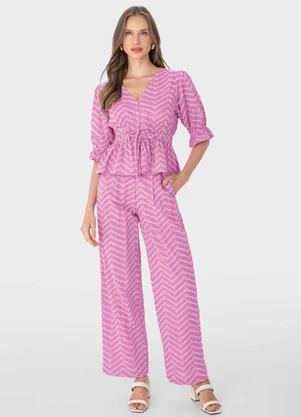 Malwee - Calça Rosa Reta Chevron - MALWEE